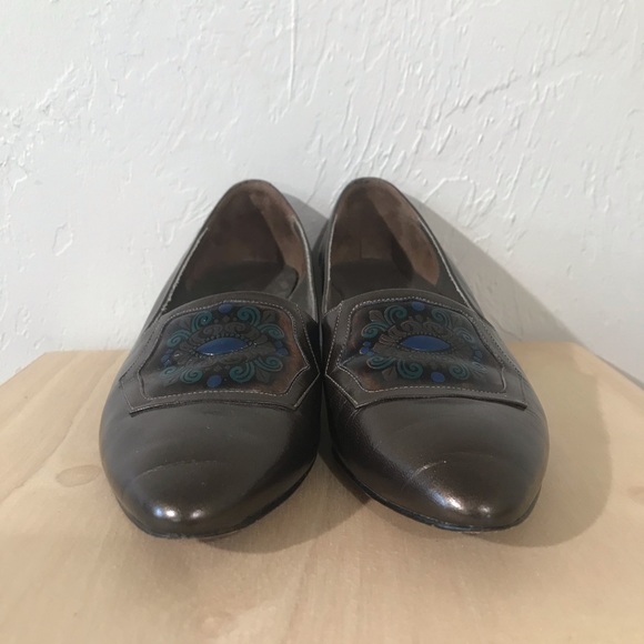 Vintage Brown Metallic Statement Block Heel 6.5 - Picture 4 of 8